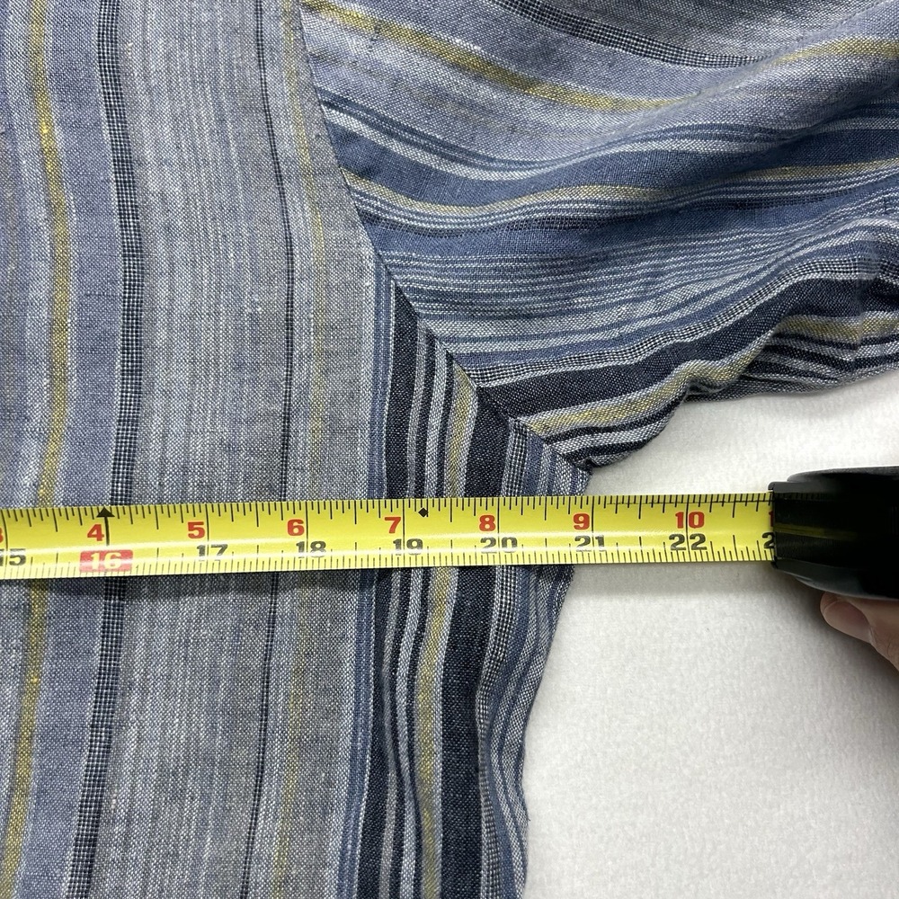 Flax Crop Linen Button Up Striped Shirt Size M Blue Yellow Lagenlook‎ Beach Boho - Picture 6 of 10